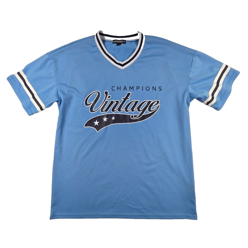 Harper and Ivy Jersey Shirt Small Womens Vintage Champions Blue